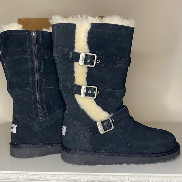 Tall Black Buckled Ugg Boots - Picture 2 of 6